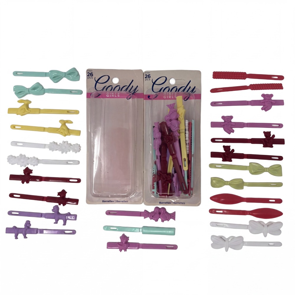 51 Goody Kids Girls Plastic Hair Barrettes Stay Tight Slip Secure Pastel 1 Open